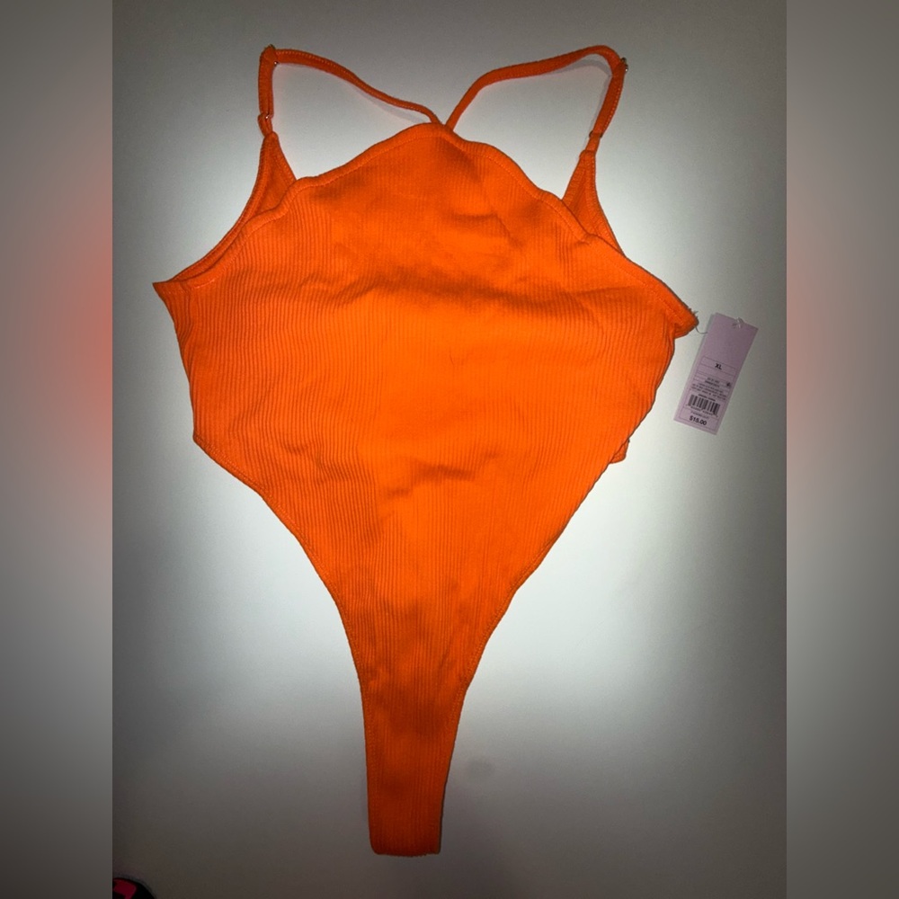 Orange high cut bodysuit NWT